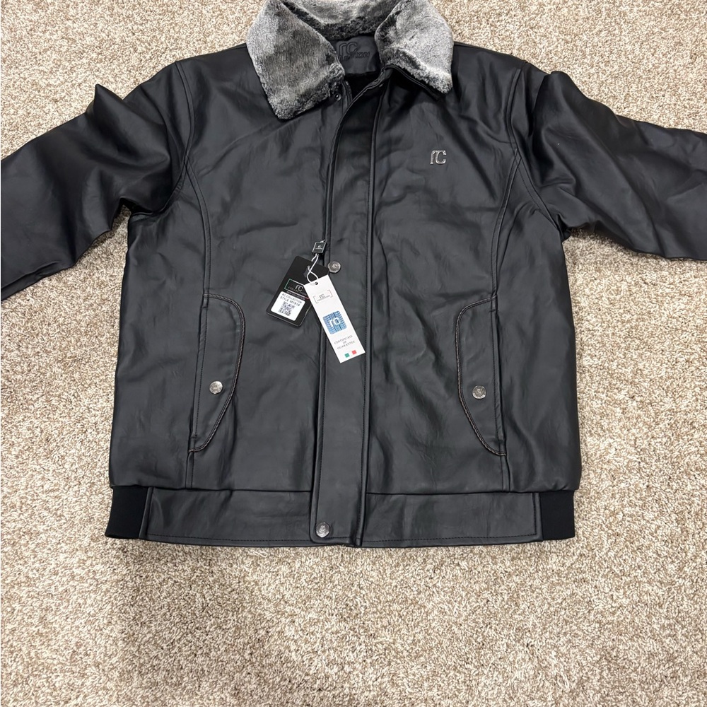 IC COLLECTION Black Leather Jacket